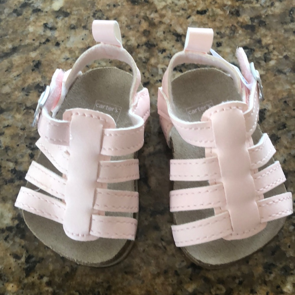 Faux Leather Pink Single buckle Sandals for Baby